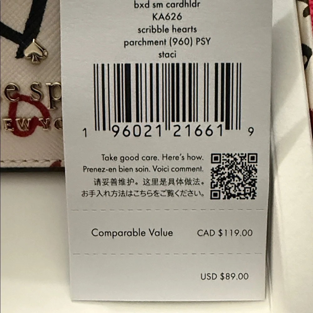 Kate Spade Red and Black Heart Card Holder - Picture 4 of 4
